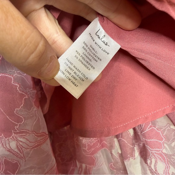 Lulus Feeling Like Forever Rose Jacquard Organza Lace-Up Midi Dress rose small - Picture 11 of 15